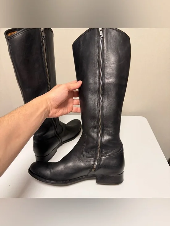 Frye Melissa Tall Riding Boot 3470412 Black Inside Zip Boots Women’s US 9.5 B - Picture 6 of 9
